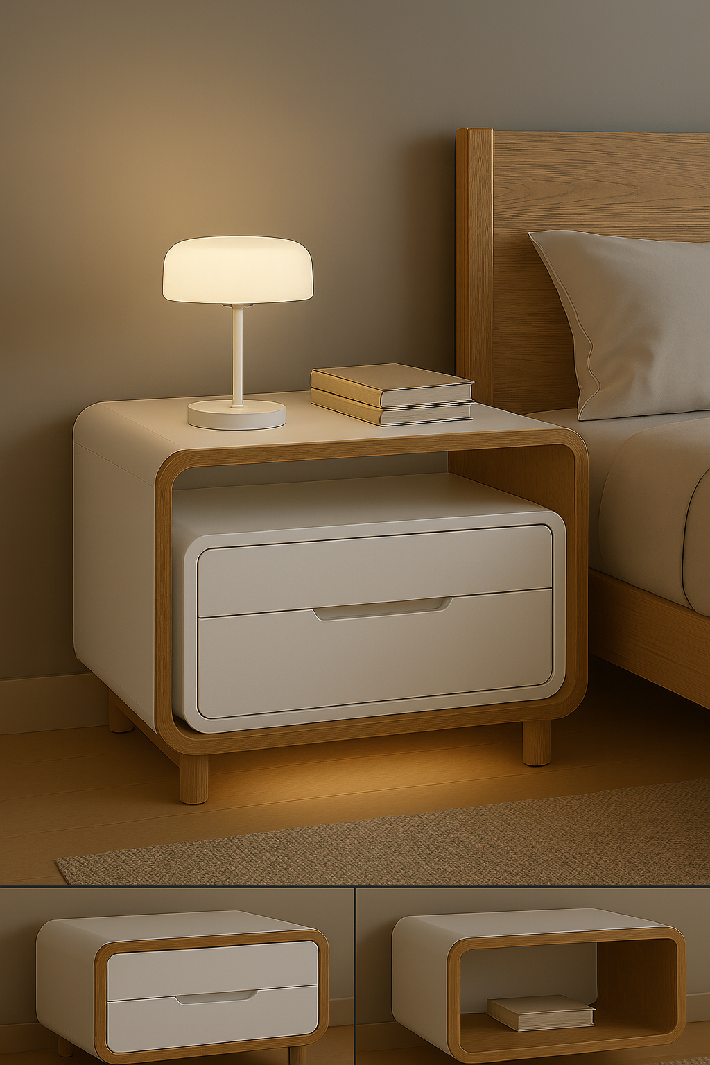 Kaido Nightstand – Modern with Rounded Edges | Minimo Smart