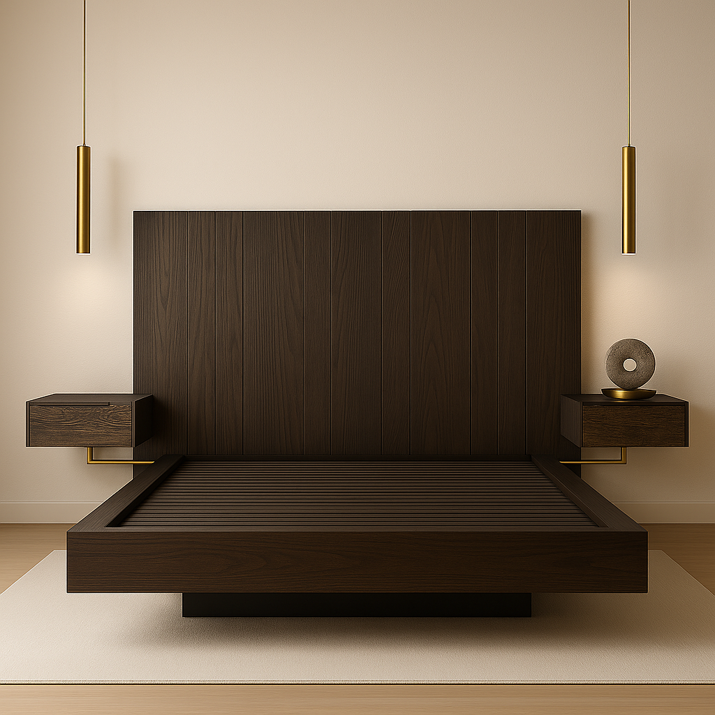 NoirFrame Bed - Natural Wood