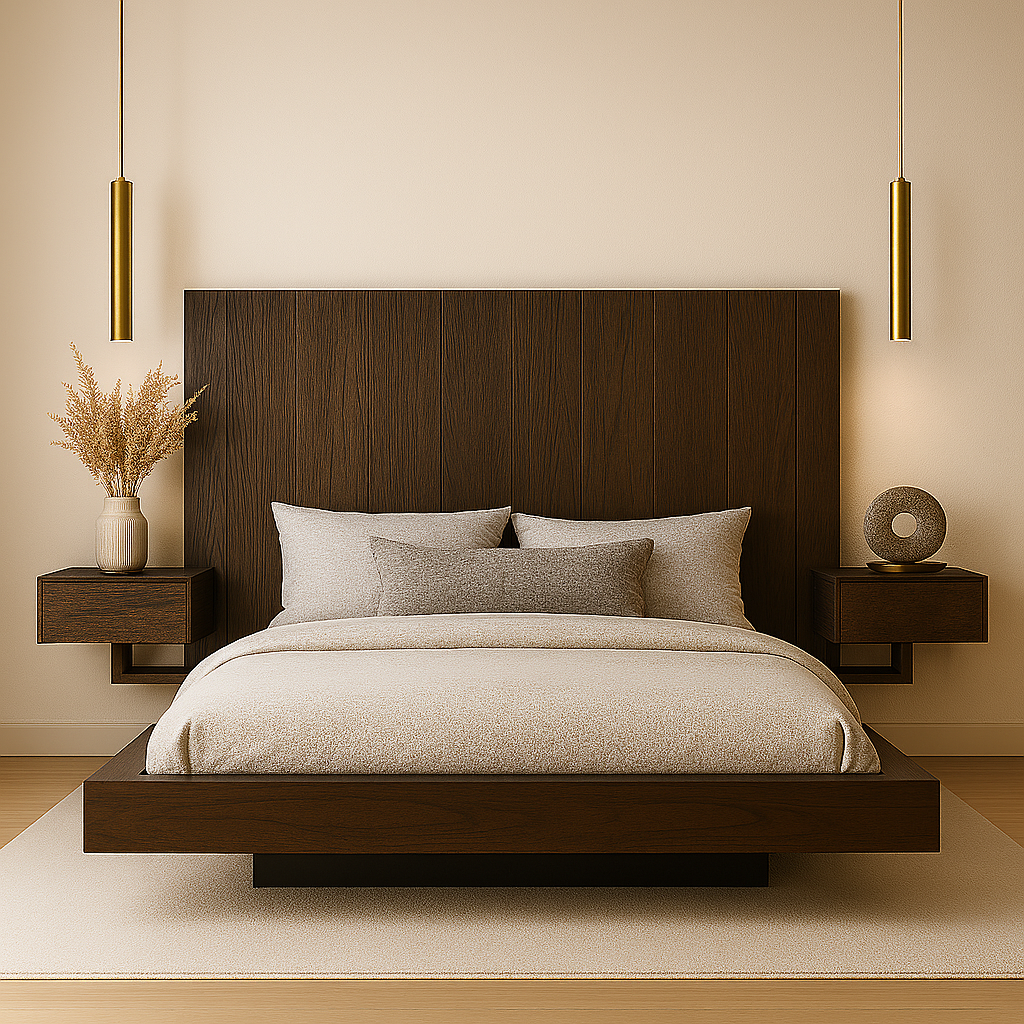 NoirFrame Bed - Natural Wood