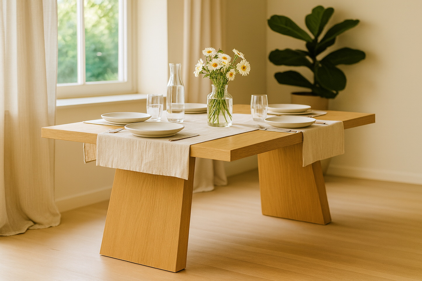 Stół HANA z litego dębu – minimalistyczny design w stylu Japandi