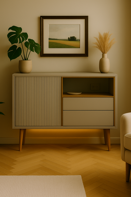 Komoda LUNO 80 – z LED, ładowarką Qi i frontem 3D | Smart Living
